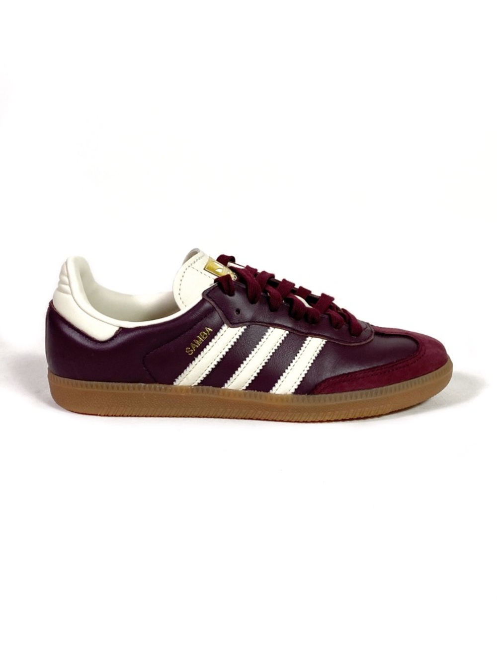 Adidas Samba OG Maroon Gold Metallic Sneakers - Picture 2 of 8